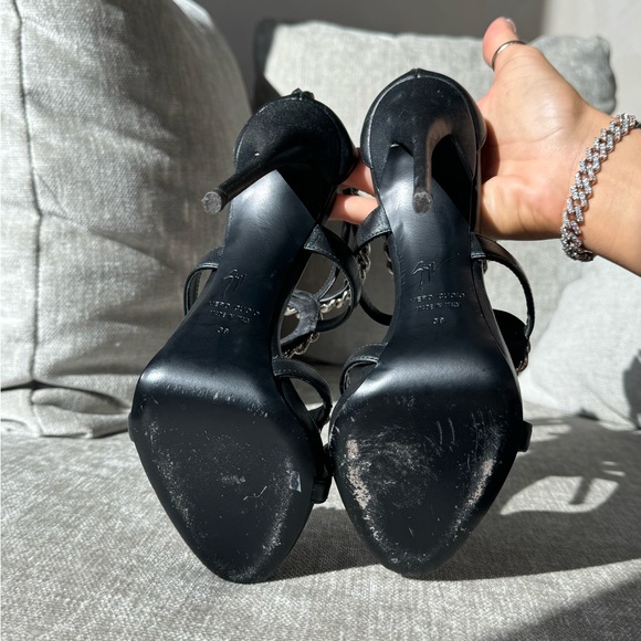 GIUSEPPE ZANOTTI Black Silver Chain Heels - Picture 5 of 5